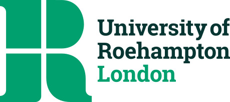 white background with 4 shapes placed together to look like the letter R in green. In black and green, the text says University of Roehampton London.
