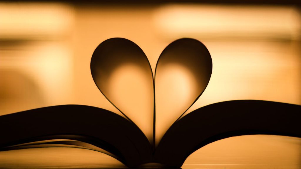 heart made with the pages of a book