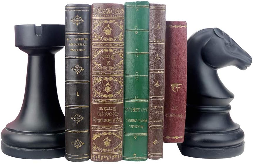 black knight and rook check piece book ends with classics between them