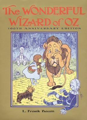 Lion, Dorothy, Scarecrow, Tin Man, and Toto all traveling down the yellow brick road on their way to Oz.