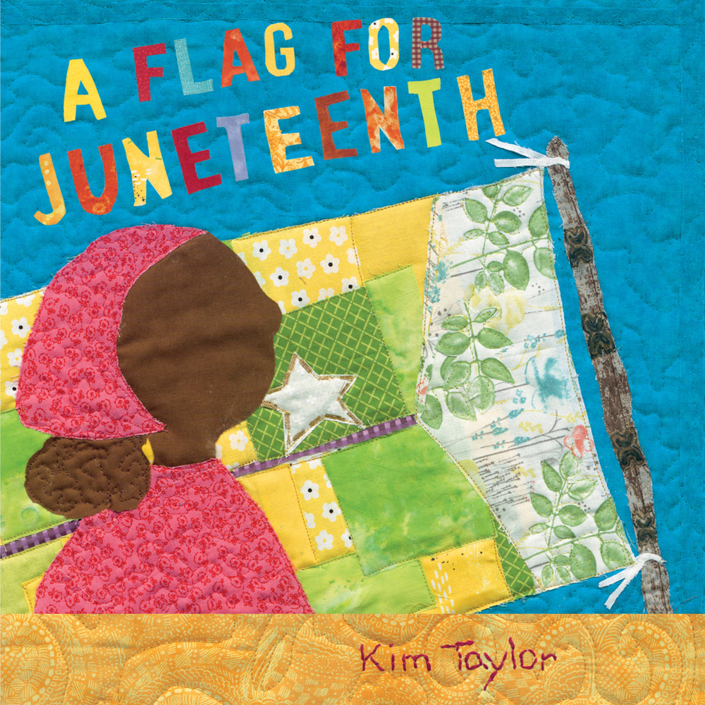 Quilted woman with a quilted flag.