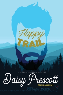 Happy Trail cover. Blue toned forest background with a bearded man's facial outline overlaid.