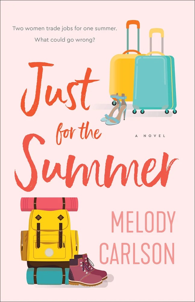 Just for the Summer cover. Blush background with suitcases and hiking boots packed for vacation.