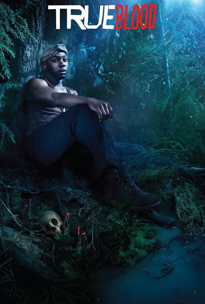 True Blood Poster of a blackman sitting against a tree in the swamps of Louisiana.
