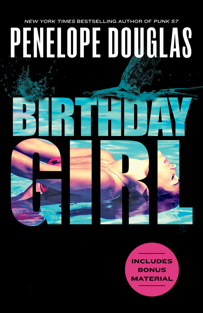 Birthday Girl book cover. Title is picture of a young woman in the pool leaning backwards.