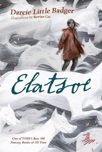 'Elatsoe' by Darcie Little Badger book cover showing a teenage girl standing on a snowy mountain.