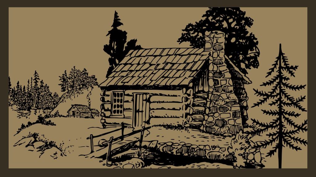 log cabin drawing