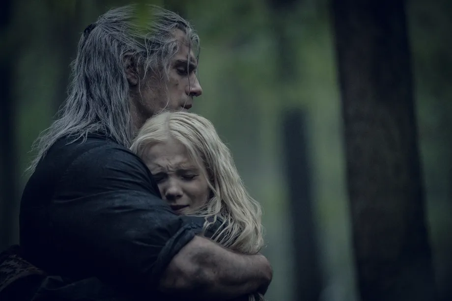 Geralt from The Witcher. Geralt giving a hug to Ciri.