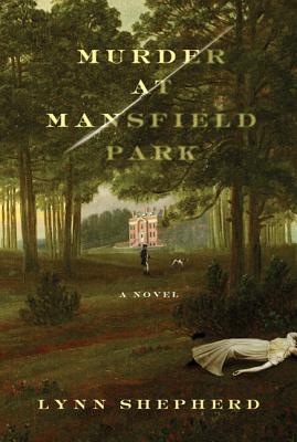 A mansion sits in the background as a man and dog search the woods. A dead woman's body is to the right behind the bushes.