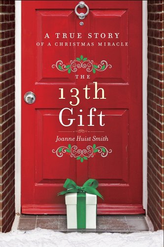 A red door with a gift on the doorstep.