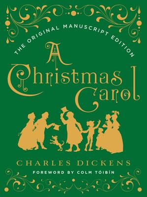 A Christmas Carol by Charles Dickens, book cover depicting a green background and golf foiled character silhouettes.