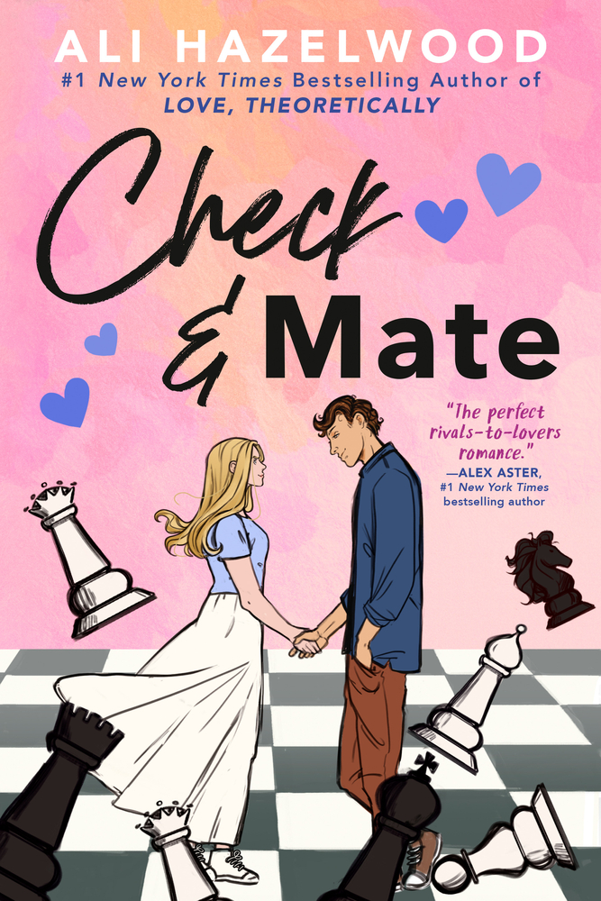 Fictional man and woman on a chessboard.