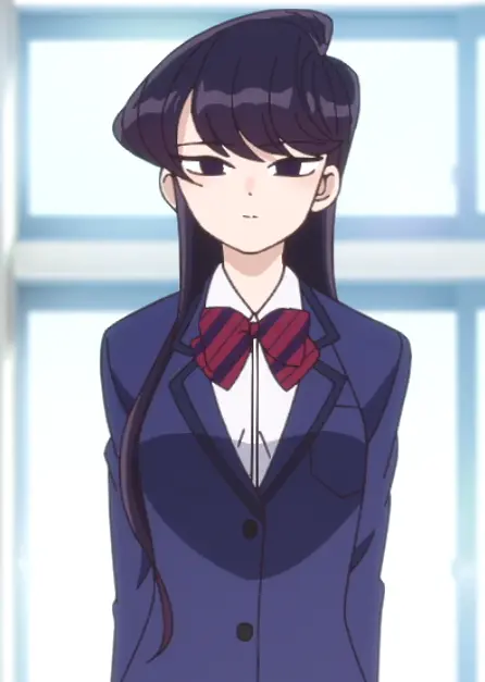 Komi Shouko staring ahead with a blank expression.