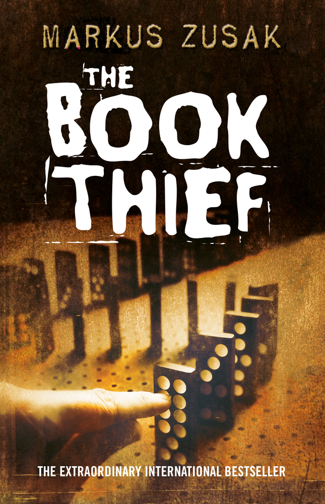 Dominos on the cover of the book, The Book Thief.