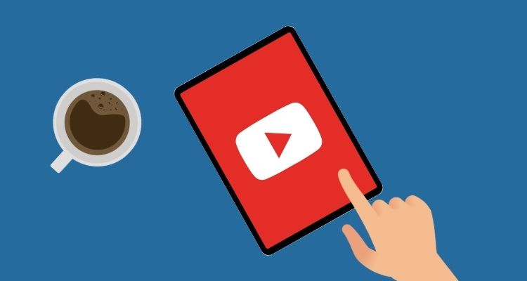 Illustration of an ipad with YouTube app and cup of coffee