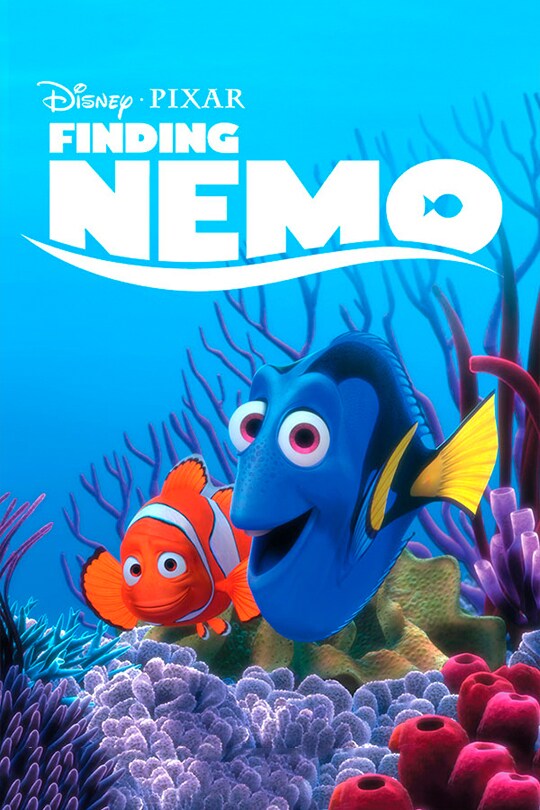 Finding Nemo, movie poster. Colorful fish in a blue ocean.