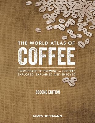 A coffee bag backgorund with beans spilled out towards the title "The World Atlas of Coffee."