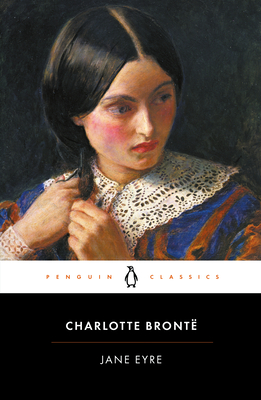 A girl braiding her hair on the cover of Jane Eyre.