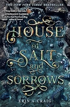 'House of Salt and Sorrows' by Erin A. Craig book cover with what looks like a small tide pool surrounded by rocks.