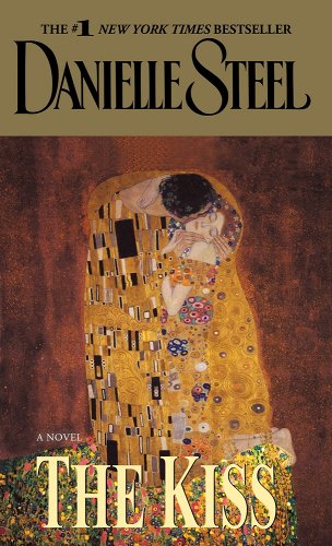 'The Kiss' book cover with a man kissing a woman's cheek.