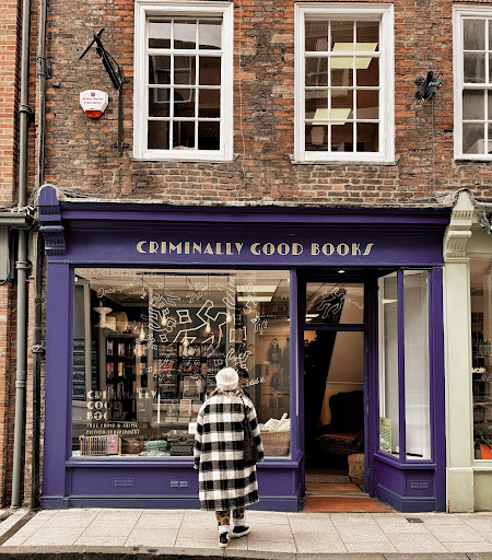 Image provided by bookstagrammer Laura in front of "Criminally Good Books" bookstore in York.