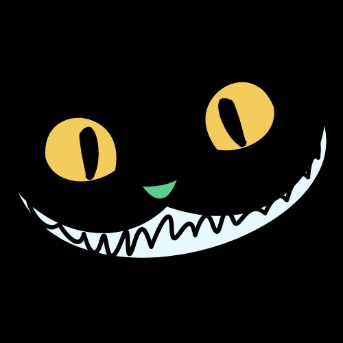 Cheshire cat smile in black