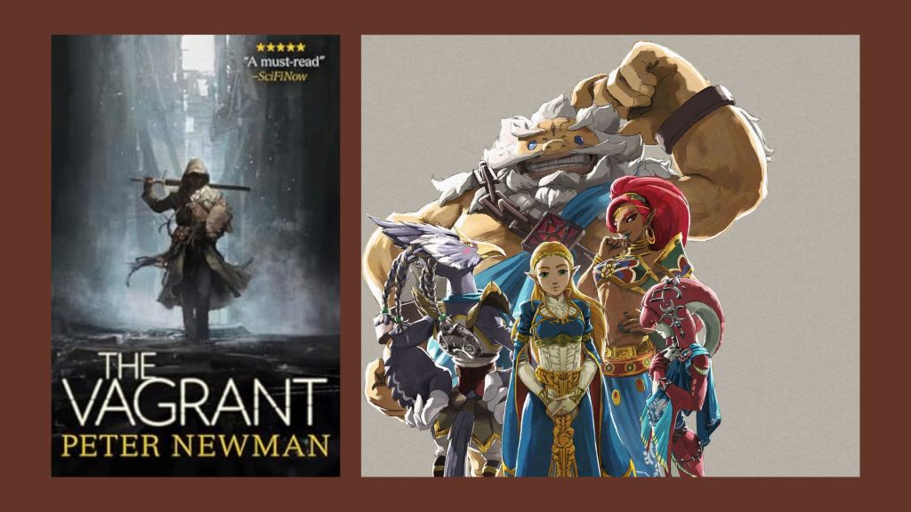The Vagrant cover beside a poster of five of the character from Breath of the Wild.