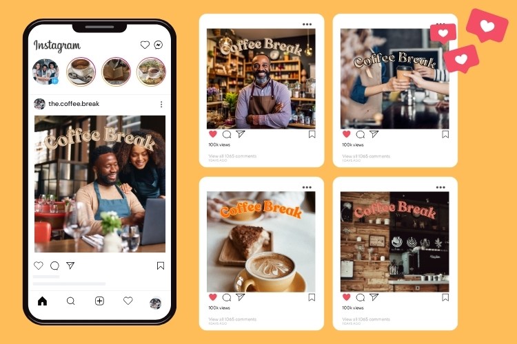Instagram posts showcasing a coffee shop, highlighting the importance of social media in promoting Black-owned businesses.
