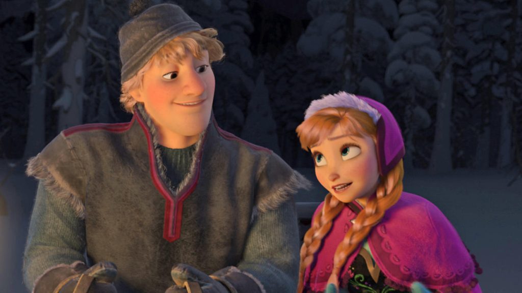 Kristoff and Anna engaged in discussion