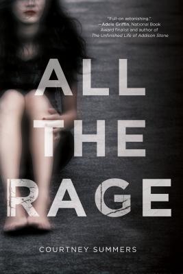 The cover's background is a girl holding her legs in a fetal position but the image is blurred and you can't see her head. She is positioned in the top left corner and the text is bold on top of the cover, centered. The word "Rage" is cracking.