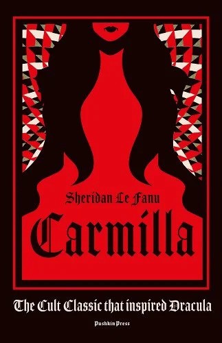 Red and black book cover depicting the figure of a woman with long dark hair.