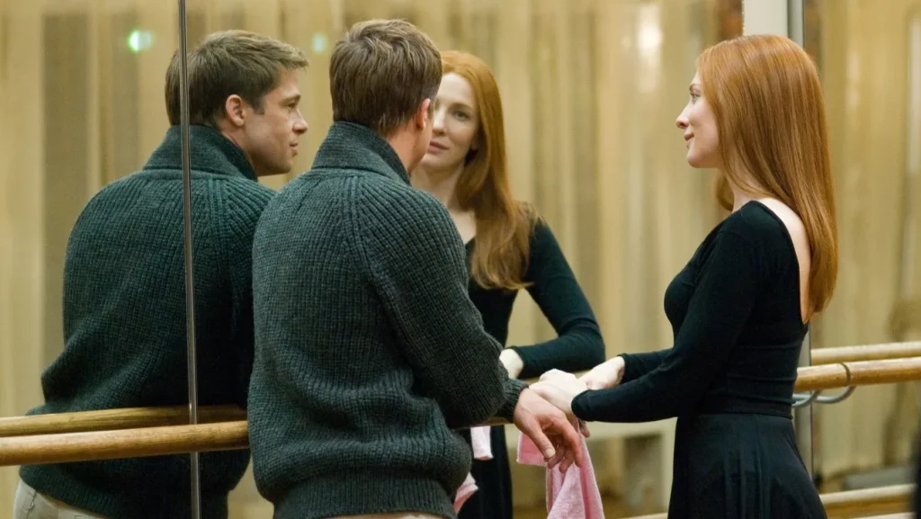 "The Curious Case of Benjamin Button" movie scene of Benjamin and Daisy talking to each other in a ballet studio.