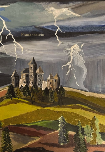 Painted cover of Mary Shelley's Frankenstein