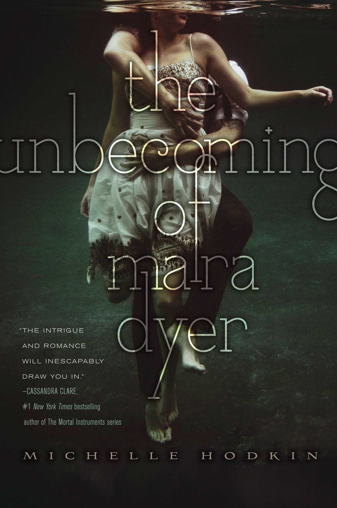 The cover of The Unbecoming of Mara Dyer, woman submerged in water