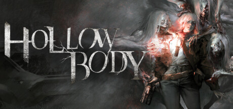 A ghostly grey creature reaching for the protagonist in Hollow Body, trying to pull her into a shadowy wall structure, with the game title displayed on the left.