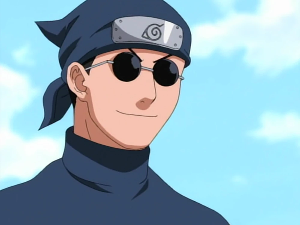 A closeup of Ebisu smiling, with a blue sky behind him.