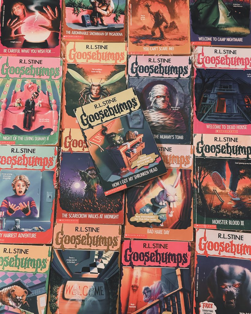 Multiple book covers from the R.L. Stine's Goosebumps series