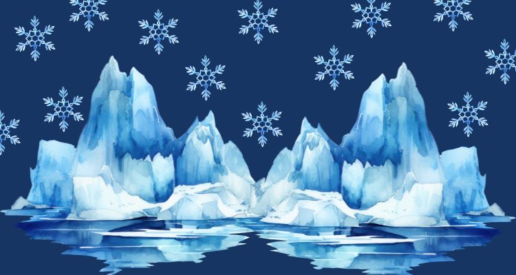 Melting glaciers and snowflakes.