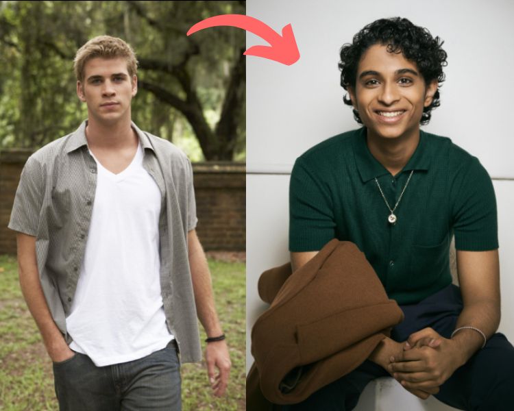 Liam Hemsworth besides an image of Aryan Simhadri.