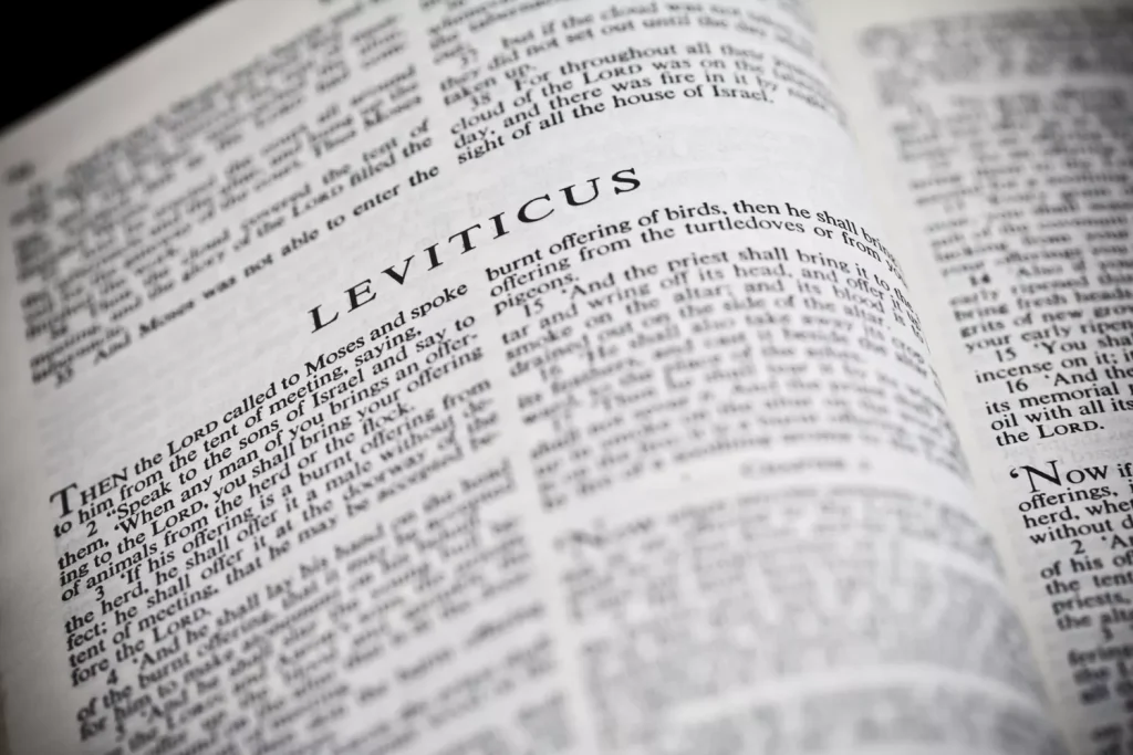 A shot of the beginning of Leviticus from the Bible