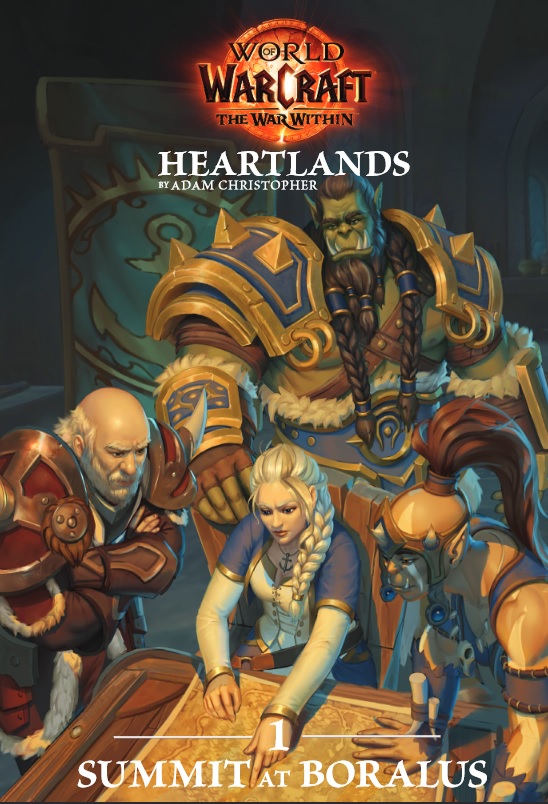 Thrall watches Jaina mark a map while representatives from Stromgarde and the Mag'har orcs listen.