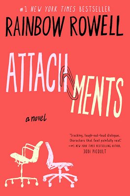 Two desk chairs sit back to back for the cover art of Attachments.