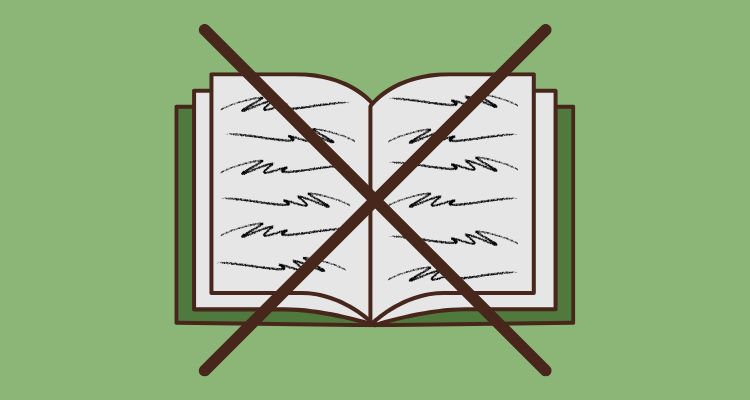 A open book with an X over it.