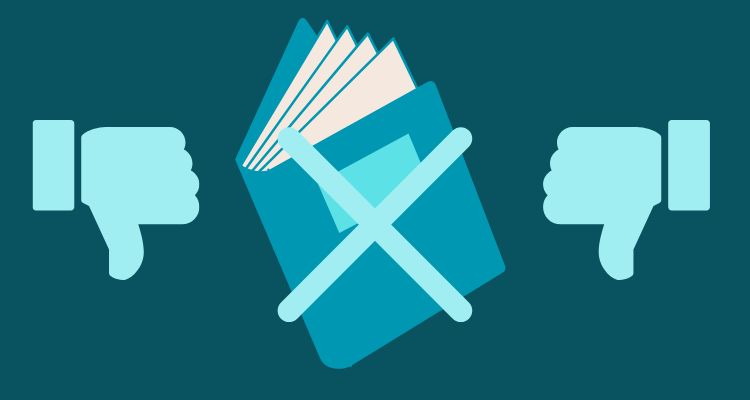 Book with an X over it and two thumbs down.
