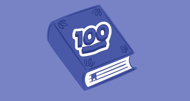 A book with a 100 on it.