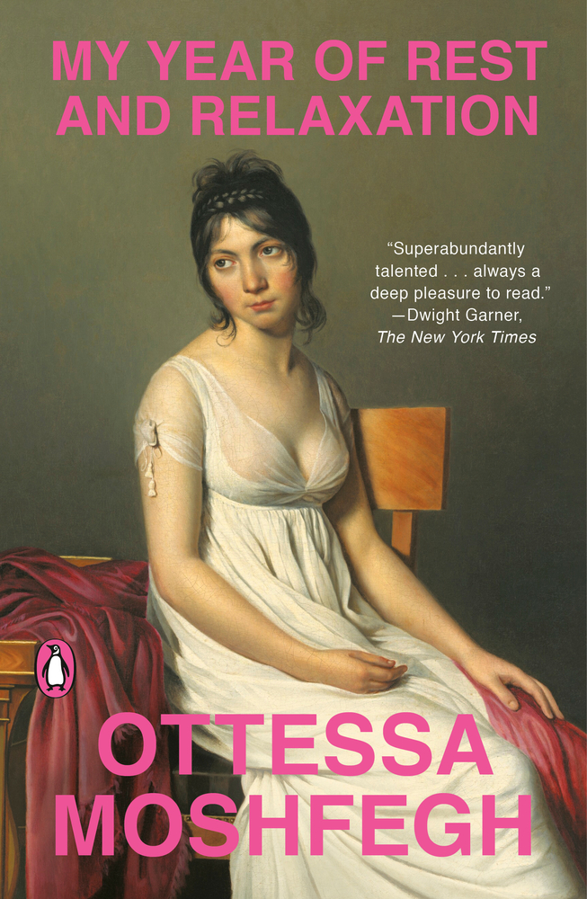 A vintage painting of a woman looking over her shoulder longingly for the cover of My Year of Rest and Relaxation.