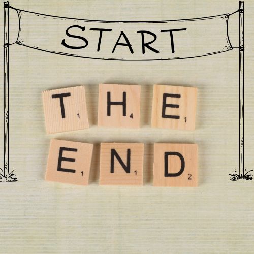 Start banner above the end scrabble tiles with a sage green background.