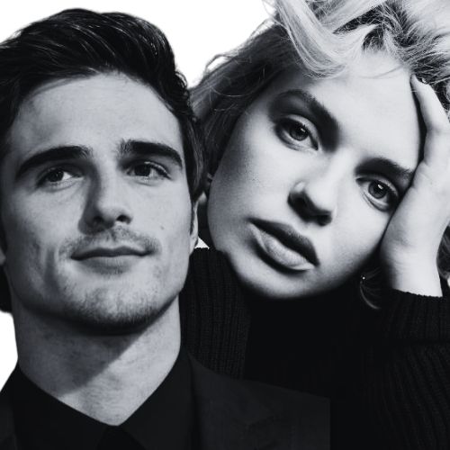 Actress and Actor in black and white layered over one another.