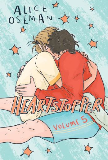 Two men hug each other on the cover of Heartstopper.