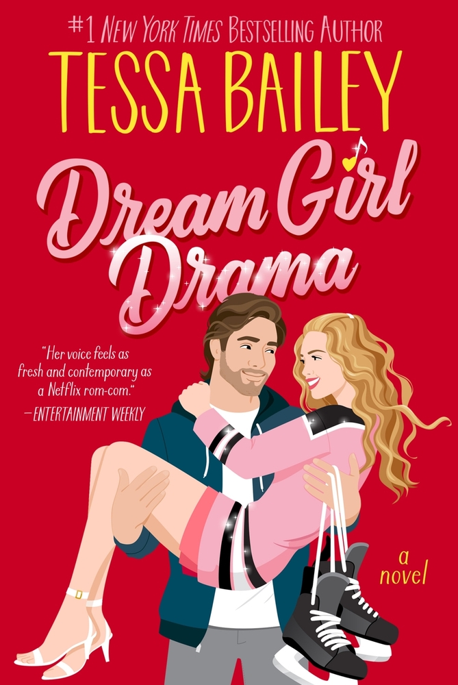A man holds a woman bridal style with ice skates dangling from her shoulder on the cover of Dream Girl Drama.